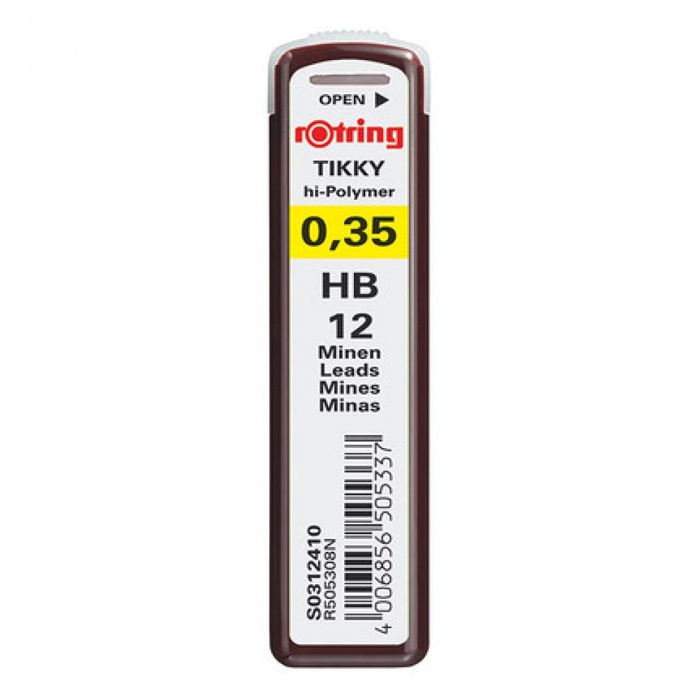 Rotring | Tikky | 0.35 MM | Hard Black (HB) | Pack of 10 | Repkacement Leads