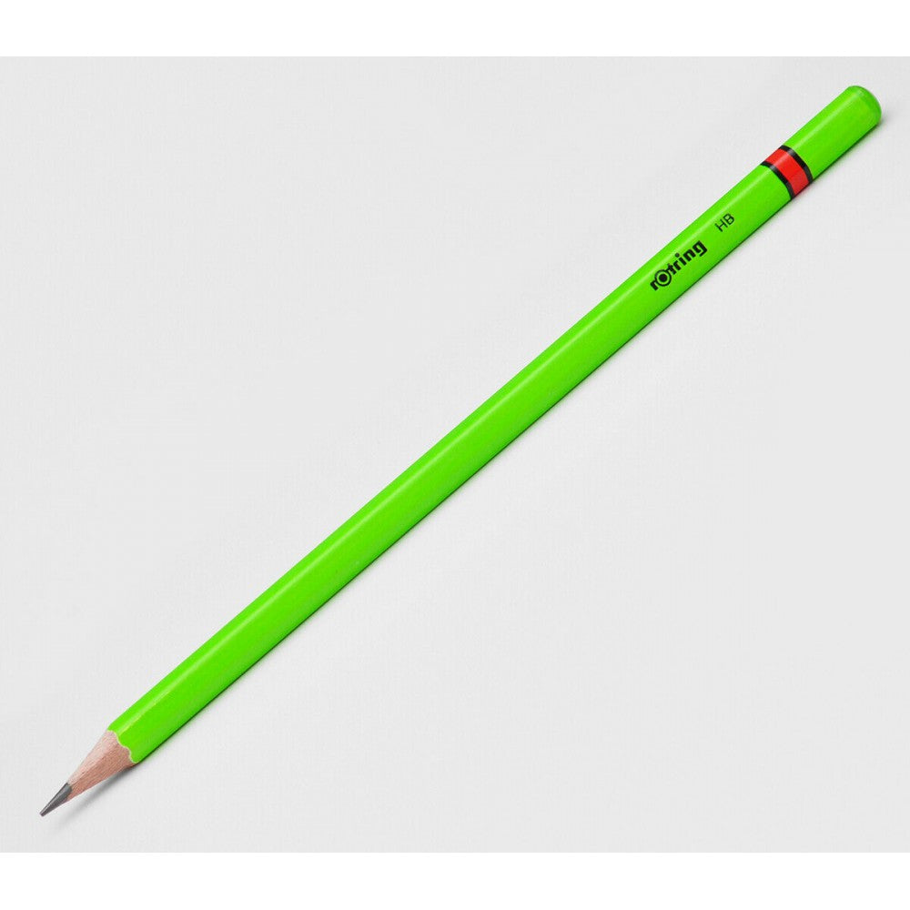 Rotring | Woodcase | HB Graphite Pencil | Neon Assorted Colours | Blister Pack of 4 Wooden Pencils