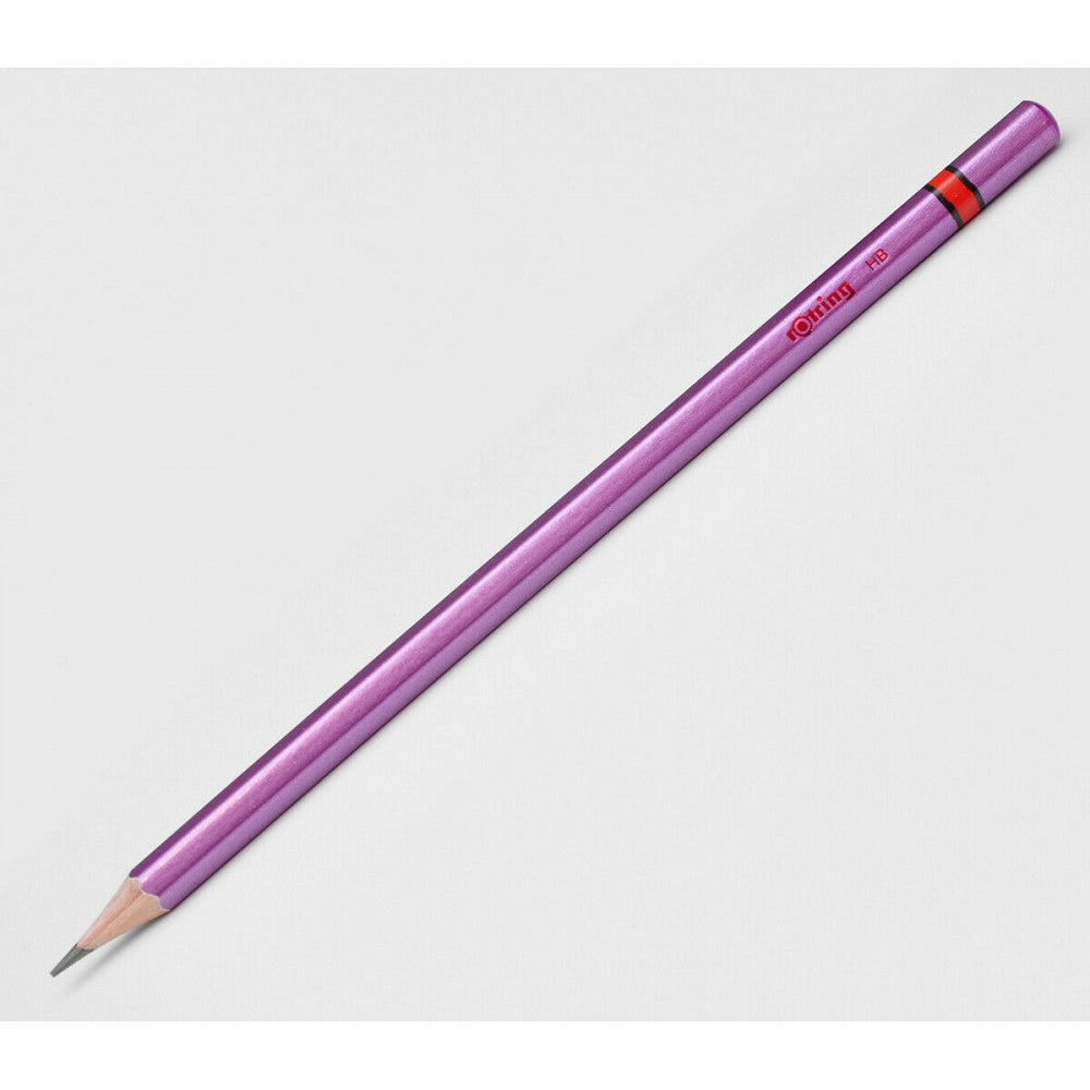 Rotring | Woodcase | HB Graphite Pencil | Metallic Assorted Colours | Blister Pack of 4 Wooden Pencils