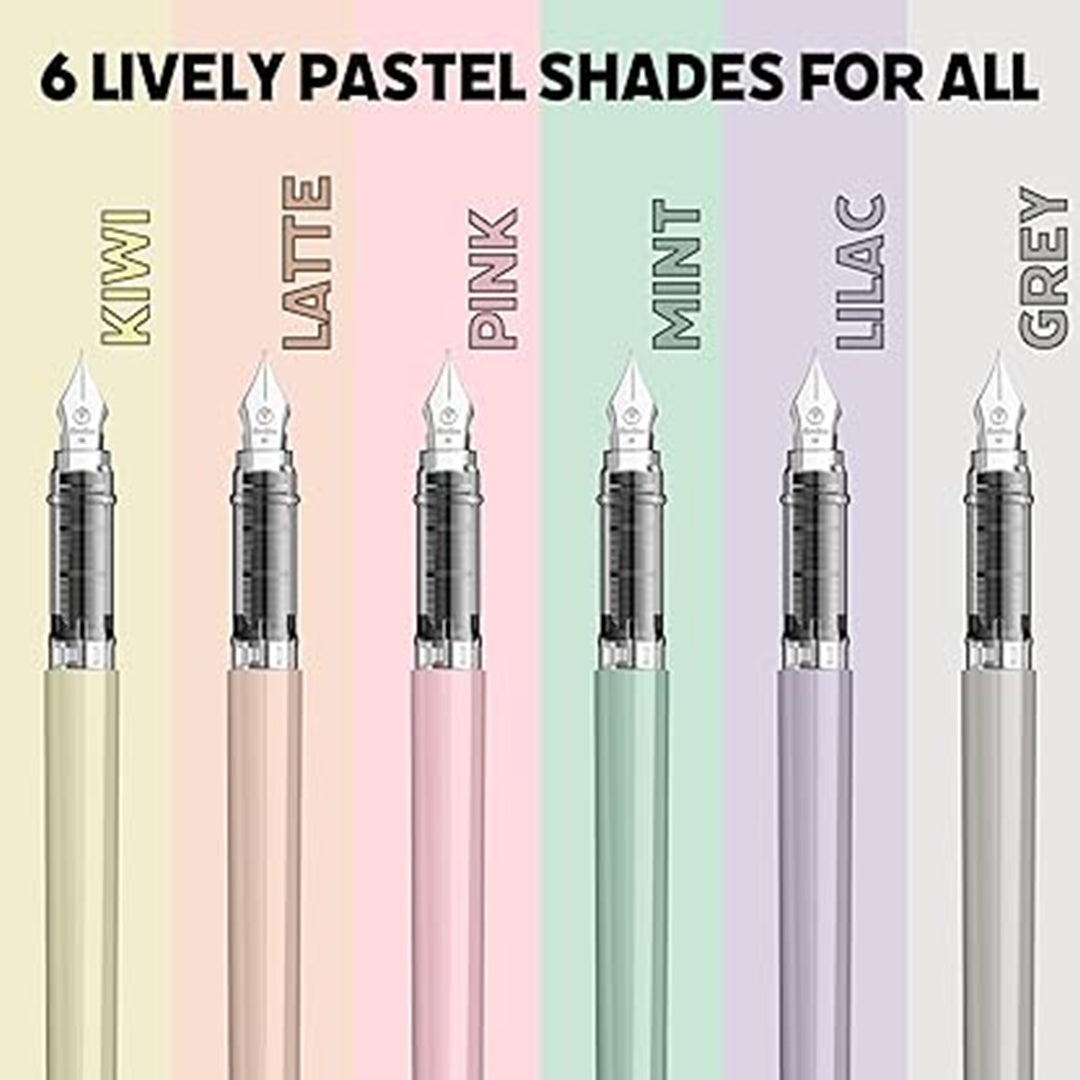 Scrikss Primeo Medium Nib Fountain Pen | 3 Cartridges Included | Stainless Steel Nib & ABS Body | Lilac | in Blister Pack