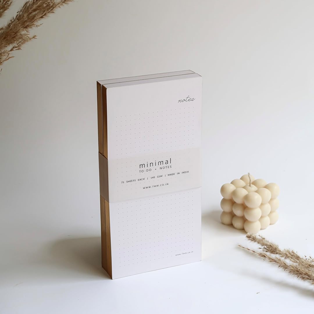 7mm Between the Lines | 75 Leaves | Minimal Dot Grid Notepad | Pack of 2