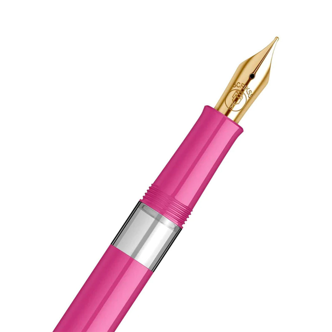 Scrikss | 419 Legendary | Fountain Ink Pen | Medium Nib | Gold Plated | Glossy Pink Barrel