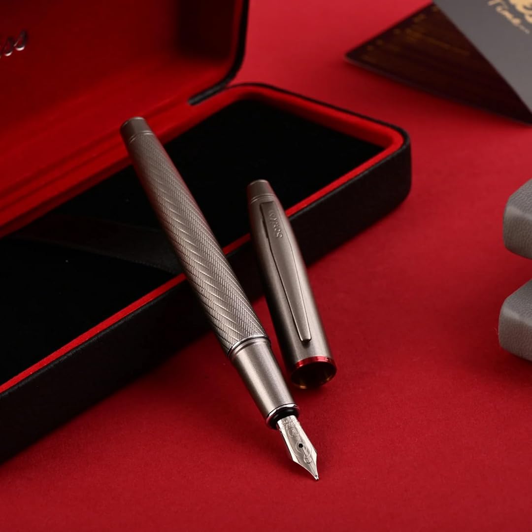 Scrikss | Noble 35 | Fountain Ink Pen | Medium Nib | Matte Titanium