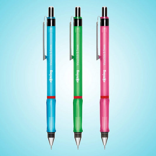 Rotring | Visuclick | Mechanical Pencil | 0.7 mm | Pink, Blue And Green | Pack Of 3