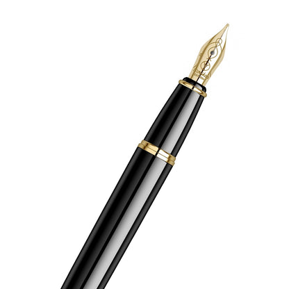 Scrikss | Honour 38 | Fountain Pen | Glossy Black | Medium Nib | 23k Gold Plated
