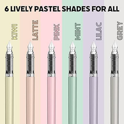 Scrikss Primeo Medium Nib Fountain Pen | 3 Cartridges Included | Stainless Steel Nib & ABS Body | Mint | in Blister Pack