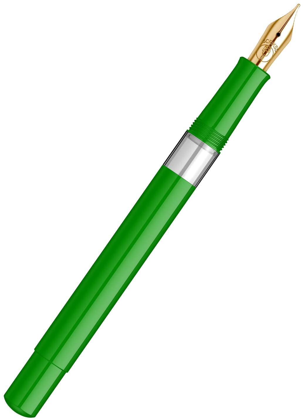 Scrikss | 419 Legendary | Fountain Ink Pen | Medium Nib | Gold Plated | Glossy Green Barrel