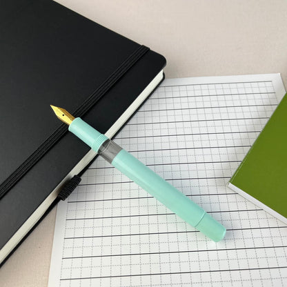 Scrikss | 419 Legendary | Fountain Ink Pen | Medium Nib | Gold Plated | Glossy Mint Barrel