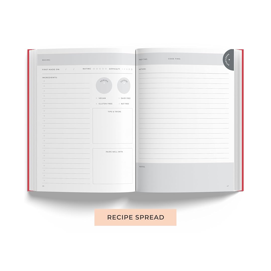 7mm Between the Lines | Recipe Journal | A5 Size | 4 Sticker Sheets | Hardbound and Laminated | Spoonfuls of Love | Beige