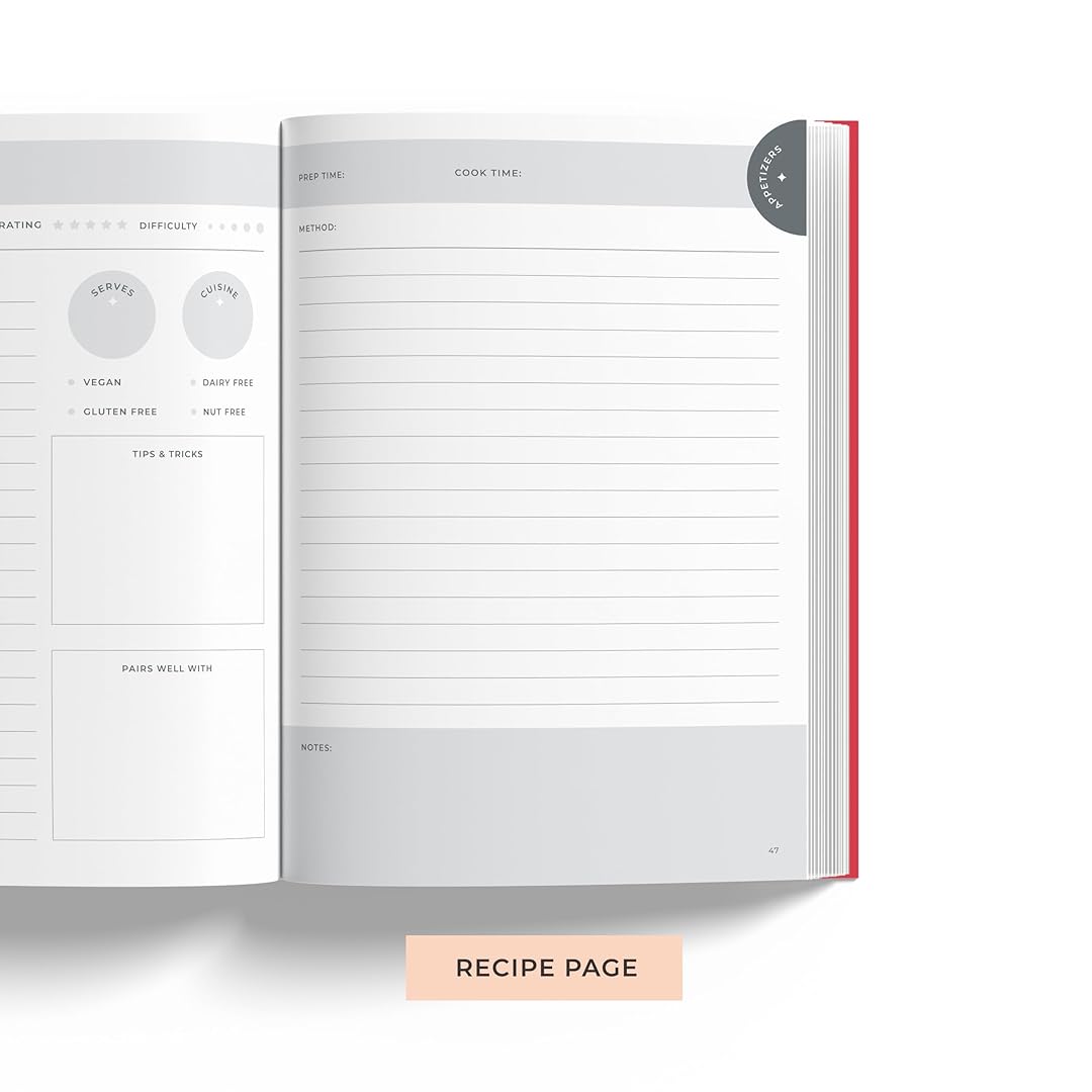 7mm Between the Lines | Recipe Journal | A5 Size | 4 Sticker Sheets | Hardbound and Laminated | Spoonfuls of Love | Beige