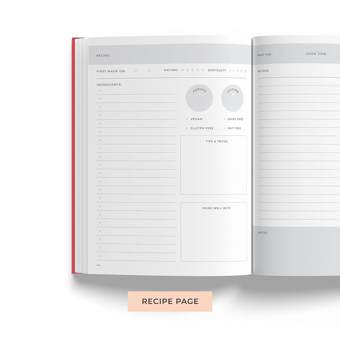 7mm Between the Lines | Recipe Journal | A5 Size | 4 Sticker Sheets | Hardbound and Laminated | Spoonfuls of Love | Beige