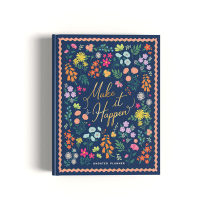 7mm Between the Lines | Annual Undated Planner | Make It Happen | Blue