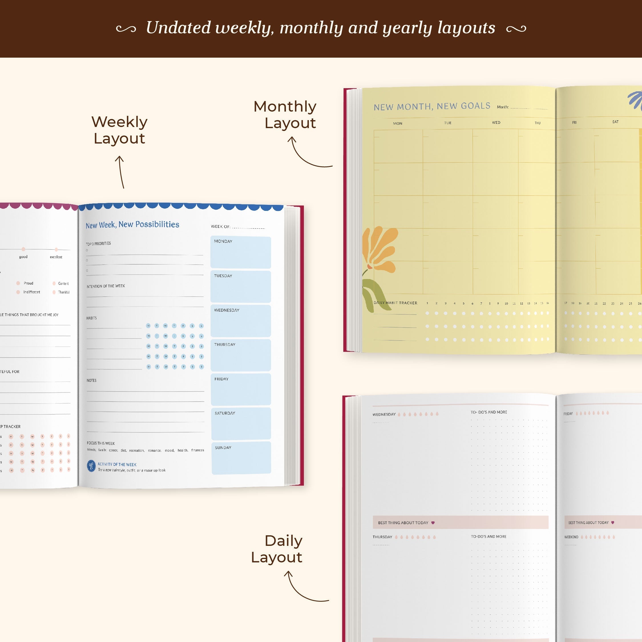 7mm Between the Lines | Annual Undated Planner | Make It Happen | Blue