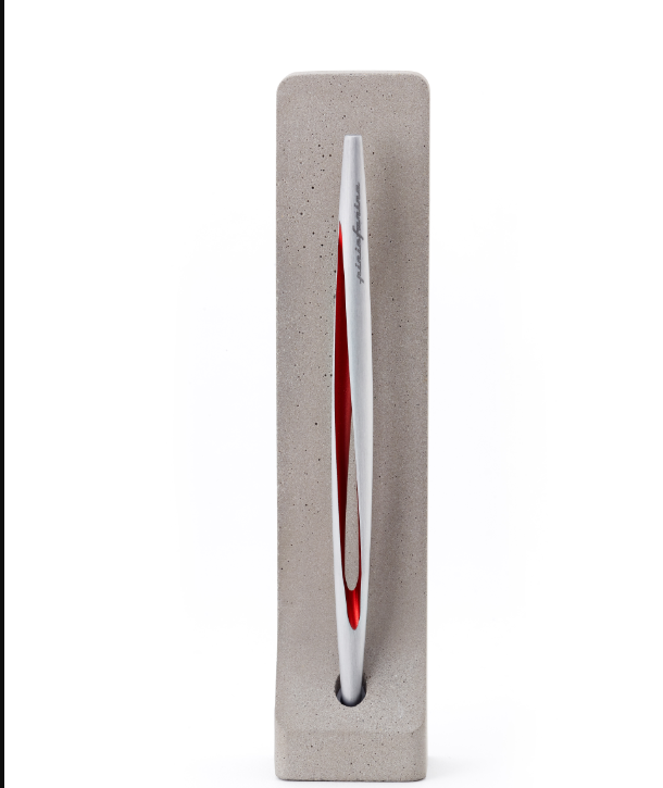 Pininfarina | Aero Red Pencil | Ethergraf® metal alloy tip | Raw Concrete Desk Stand