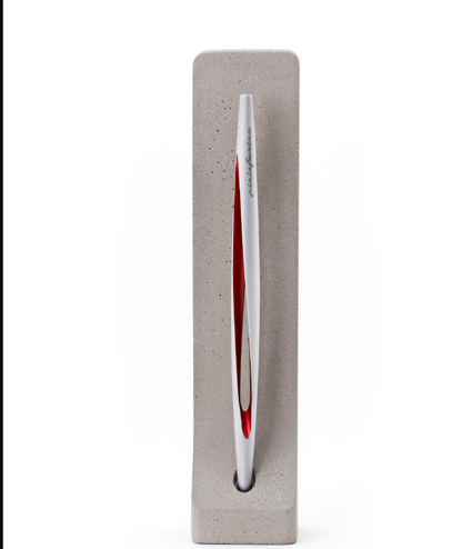 Pininfarina | Aero Red Pencil | Ethergraf® metal alloy tip | Raw Concrete Desk Stand