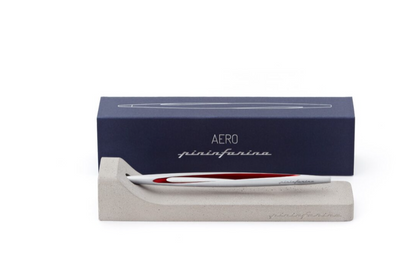 Pininfarina | Aero Red Pencil | Ethergraf® metal alloy tip | Raw Concrete Desk Stand
