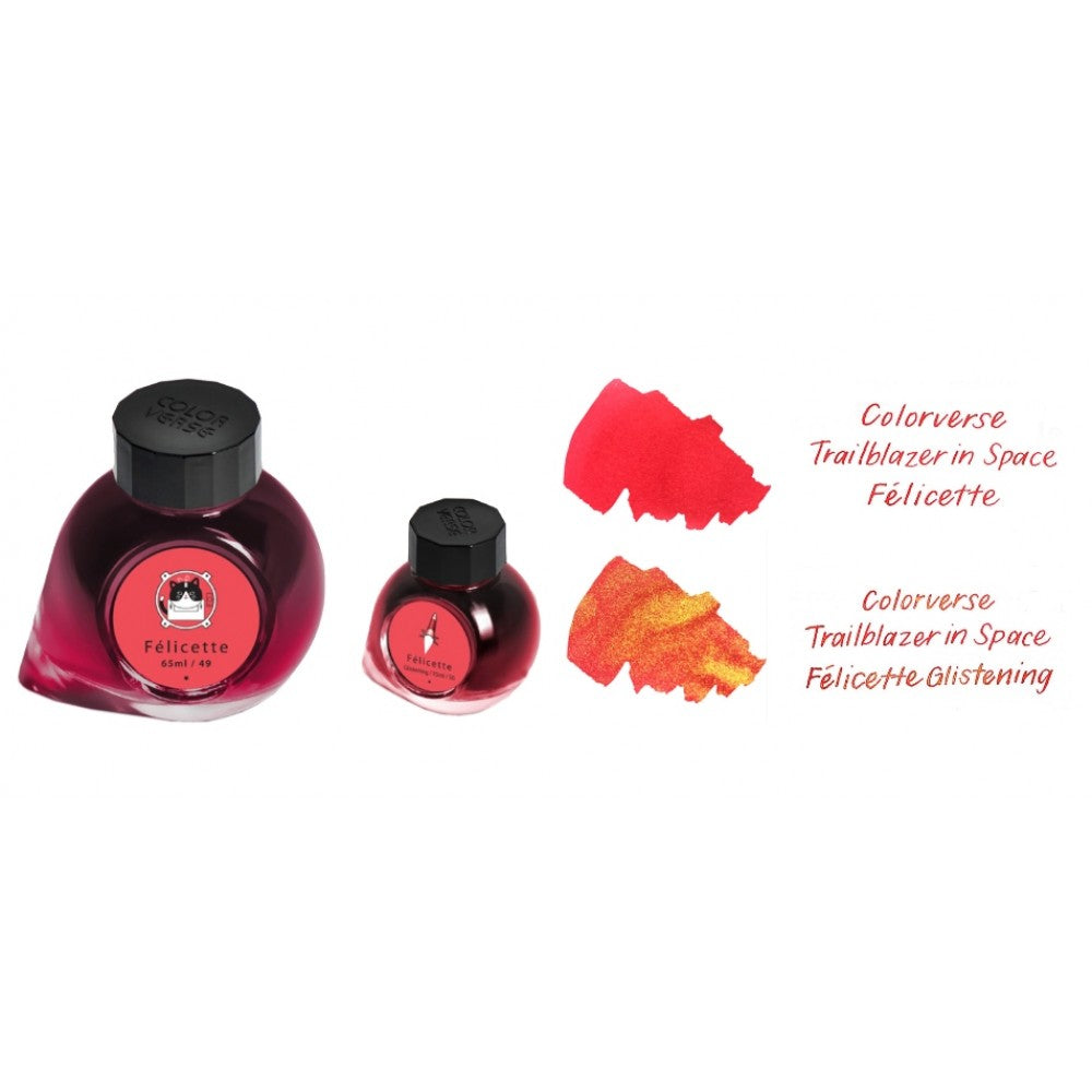 Colorverse  Fountain Pen Ink | Trailblazer In Space | Felicette | Red | 65ml & 15ml | 2 Bottle Set