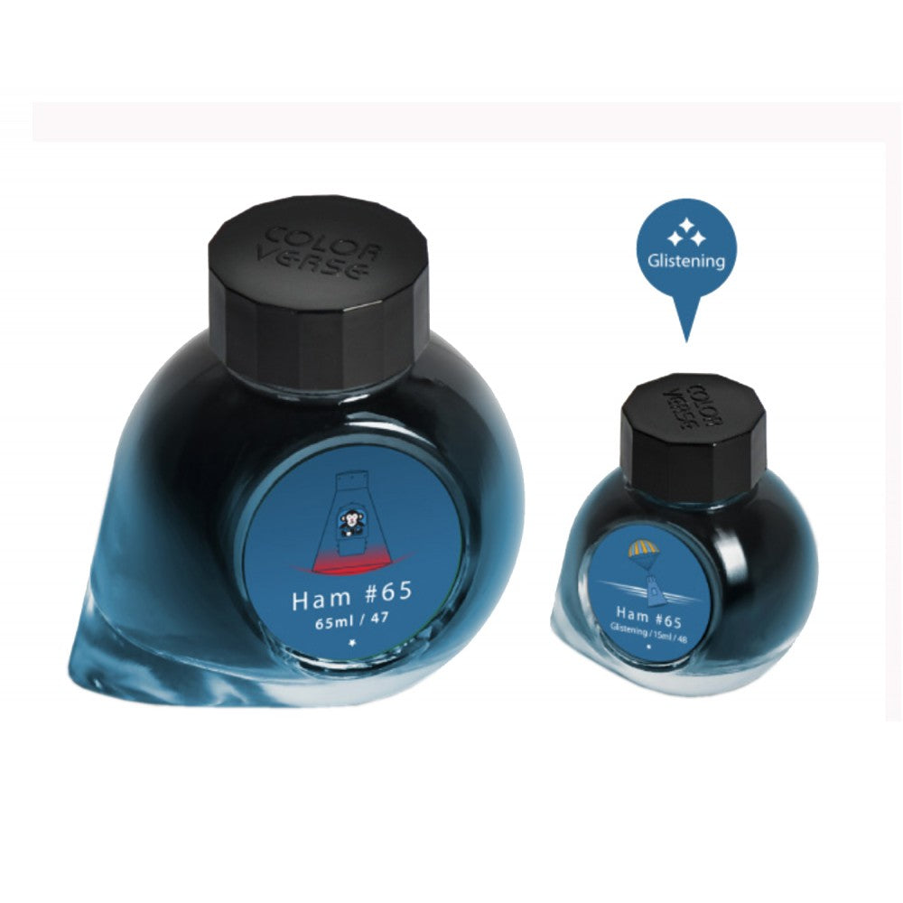 Colorverse Ink | Trailblazer In Space | Fountain Pen Ink | HAM 65 | Dark Blue | 65ml & 15ml | 2 Bottle Set