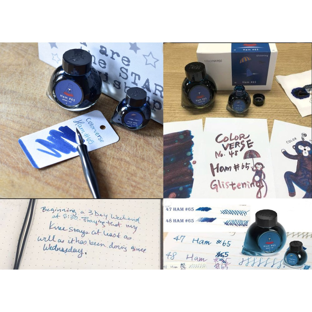 Colorverse Ink | Trailblazer In Space | Fountain Pen Ink | HAM 65 | Dark Blue | 65ml & 15ml | 2 Bottle Set
