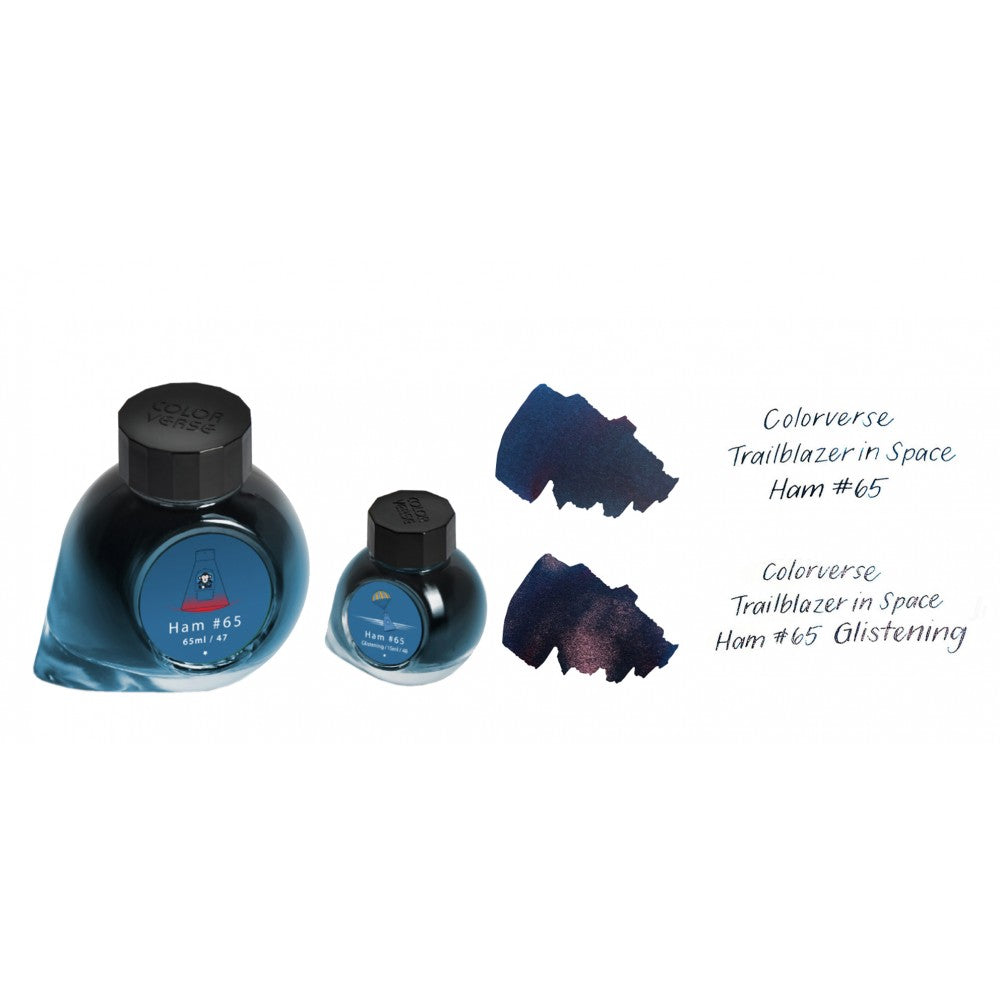 Colorverse Ink | Trailblazer In Space | Fountain Pen Ink | HAM 65 | Dark Blue | 65ml & 15ml | 2 Bottle Set