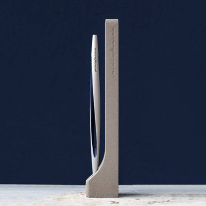 Pininfarina | Aero Blue Pencil | Ethergraf® metal alloy tip  | Raw Concrete Desk Stand