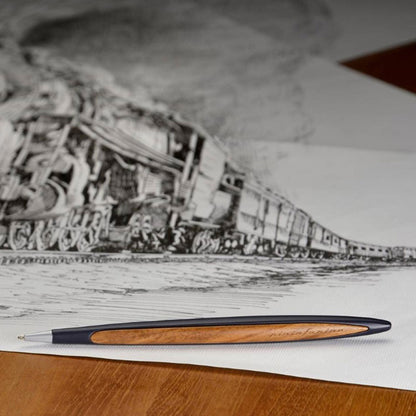 Pininfarina | Cambiano Classic Ink | Ballpoint Pen | Blue |  Solid Wood Desk Stand