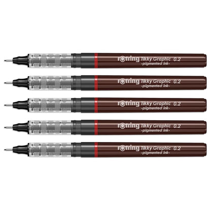 Rotring | Tikky | Graphic Fineliner | 0.2mm | 5 Pen Set