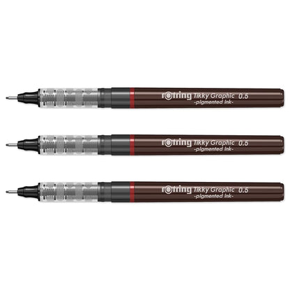 Rotring | Tikky | Graphic Fineliner | 0.5mm | 3 Pen Set
