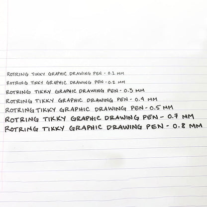 Rotring | Tikky | Graphic Fineliner | Black Pigment Lightfast | 0.1, 0.2 | 6 Pen Set | 3 Each