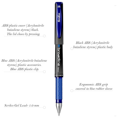 Scrikss | Office Broadline | 0.1mm | Gel Pen | Blue | Pack Of 12