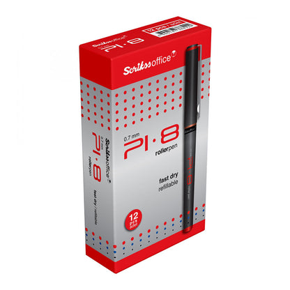 Scrikss | PI-8 | Rollerball Ink Pen 0.7mm | Box Of 12 | Red