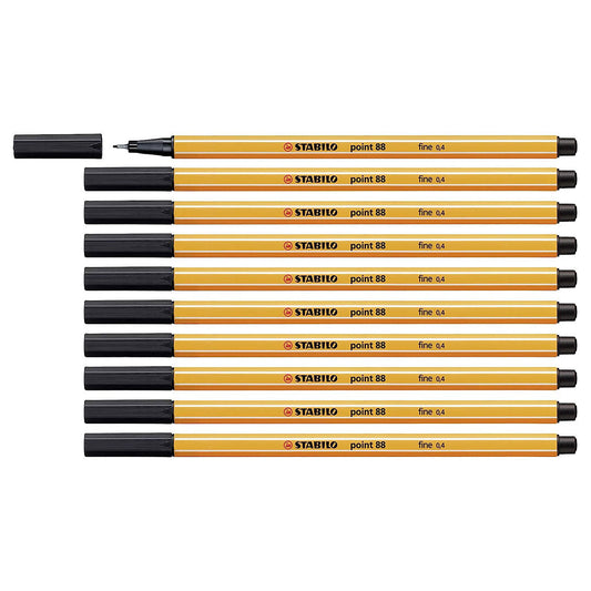 Stabilo | Point 88 | Fineliner | Black | Pack Of 10 - penpencilink
