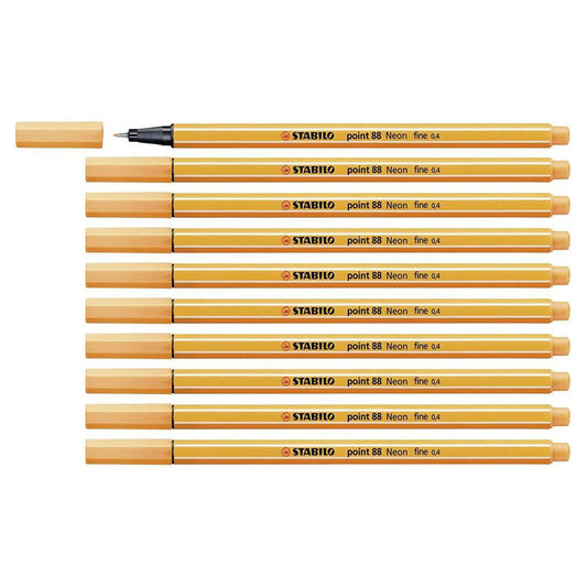 Stabilo | Point 88 | Fineliner | Neon Orange | Pack Of 10