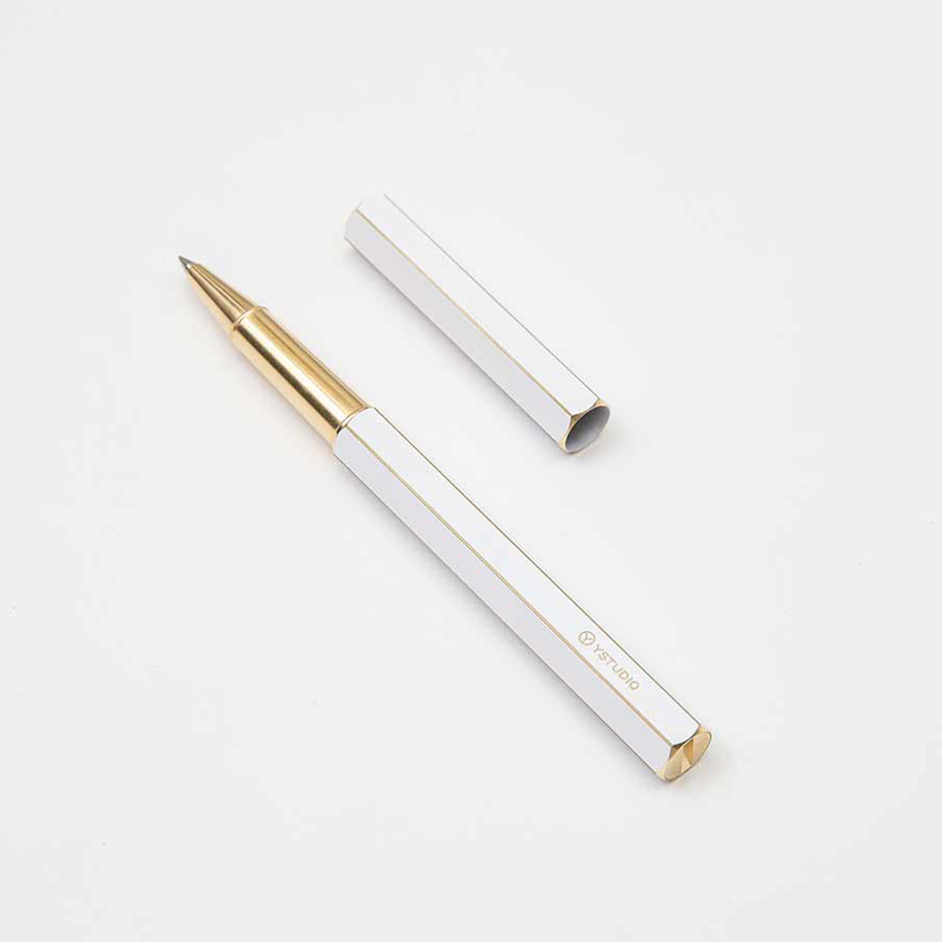 Ystudio | Rollerball Pen | Classic Revolve | Brass White