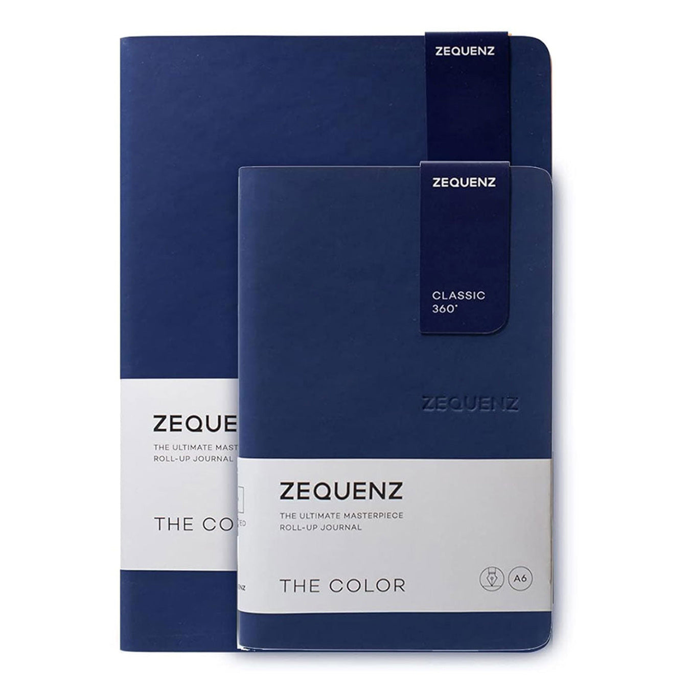 Zequenz A5 & A6- Dark Navy Blue Notebook Set Blank Acid Free Paper 200 Pages Each 80GSM 360 Degree Flexibility 100% Handmade Fountain Pen Friendly Color Series Pack of 2 Notebooks