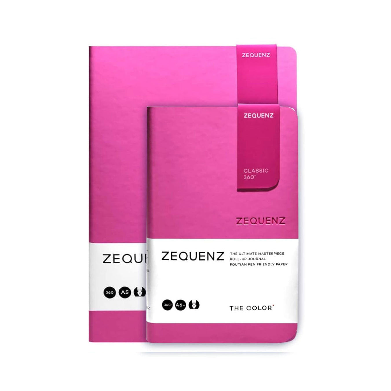 ZEQUENZ The Color Notebook Magenta A5 & A6 Size | RULED | 200 Pages | Soft Cover | 80gsm Cream Coloured Paper | Lay Flat Roll Up Journal for Writing Sketching Fountain Pen Friendly Paper