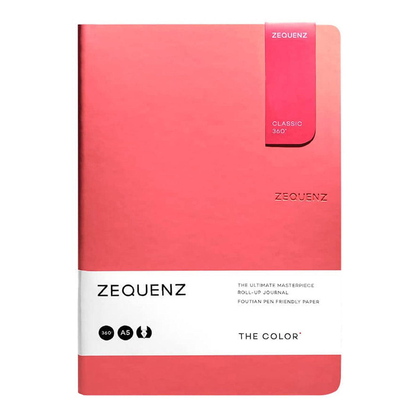 Zequenz A5 Size Coral Pink Slim Notebook Squared Acid Free Paper 200 Pages 80GSM 360 Degree Flexibility 100% Handmade Fountain Pen Friendly Color Series Bookmark Included