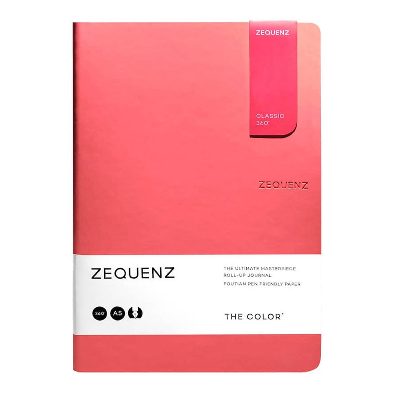 Zequenz A5 Size Coral Pink Slim Notebook Dotted Acid Free Paper 200 Pages 80GSM 360 Degree Flexibility 100% Handmade Fountain Pen Friendly Color Series Bookmark Included